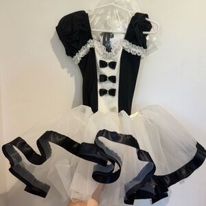 Dansco Girls Black & White Maid Vintage Look Dance Dress Tutu Costume Size S